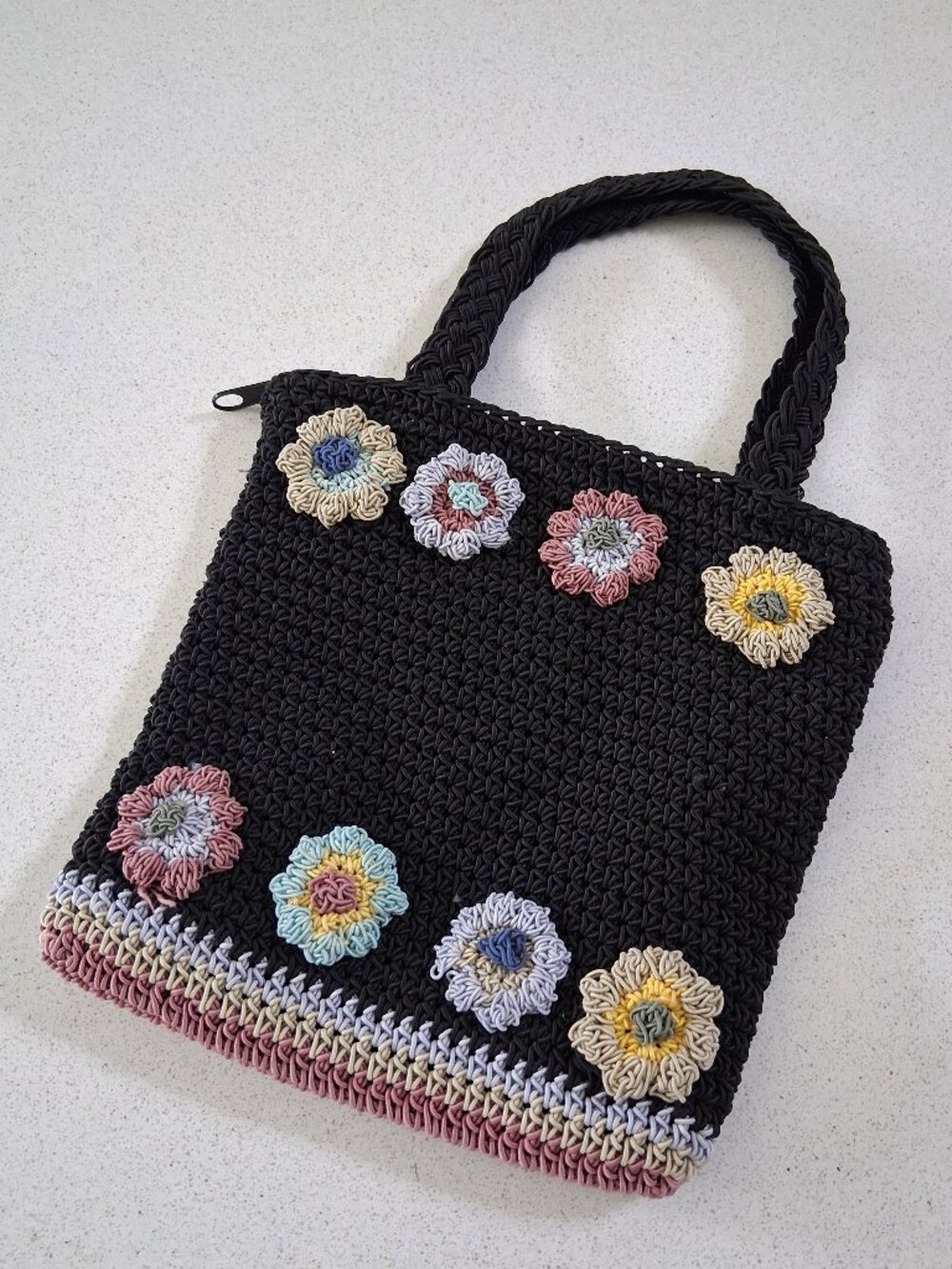 Coquette Vintage Crochet Black Floral Purse